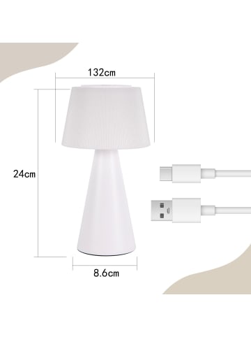 ZMH Tischleuchte LED in weiß Touch Dimmbar 3600mhA Kabellos Akku