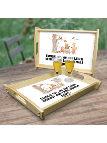 Mr. & Mrs. Panda tablett holz Waldtiere Picknick mit Spruch in Weiß
