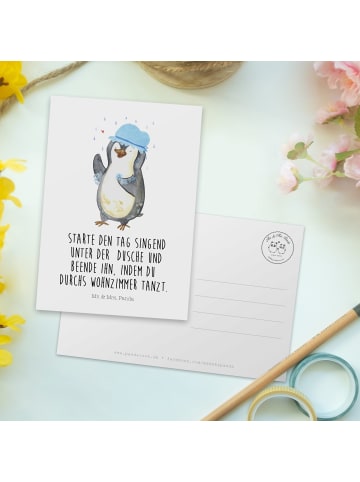 Mr. & Mrs. Panda Wanddeko Pinguin Duschen mit Spruch in Weiß