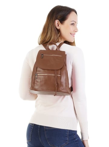 Samantha Look City-Rucksack echt Leder in cognac
