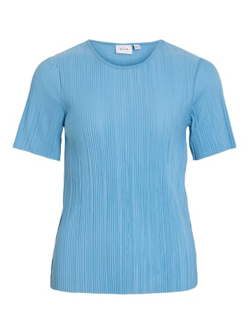 Vila VILA Damen Satin Blusen T-Shirt Halbarm Basic Top VIPLISA in Blau-4