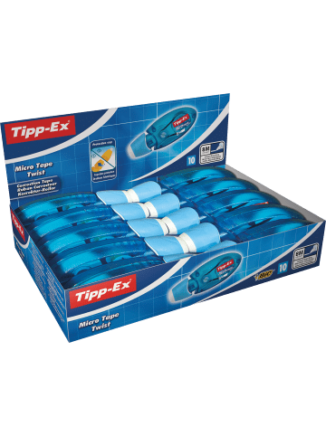 Bic Korrekturroller Micro Tape Twist in Blau, 8m x 5mm, 10er Pack