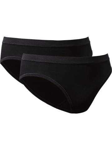 Con-ta Baumwolle, Feinripp Hüftslip 2er-Pack in schwarz