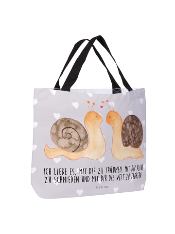 Mr. & Mrs. Panda Reisetasche Schnecken Liebe mit Spruch in Grau Pastell