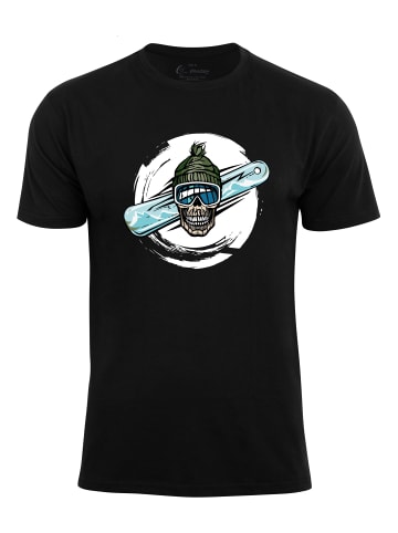 Cotton Prime® T-Shirt Skull on Snowboarding in schwarz