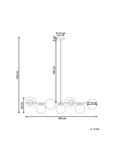 Beliani Pendelleuchten KARLA in Gold/Weiß - (W) 109 x (H) 122 x (L) 14 cm