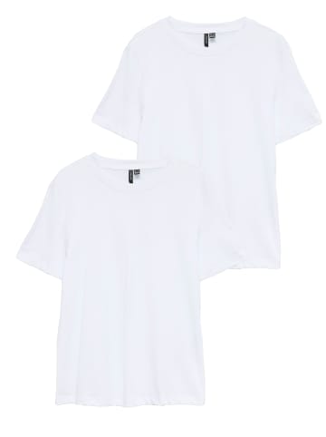Vero Moda 2er-SET Kurzarm-T-Shirt mit Rundhalsausschnitt in Weiß-2