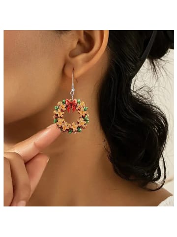 Adeliás Weihnachtsschmuck Ohrringe Ohrhänger Weihnachtskranz aus Acryl in bunt