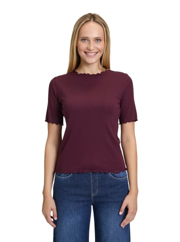 CARTOON Halbarm-Shirt mit Kragen in Dark Aubergine