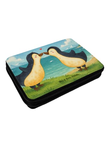 Mr. & Mrs. Panda Federmappe Pinguine Kuss Design ohne Spruch in Weiß