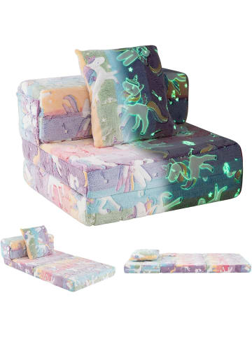 COSTWAY 3 in 1 Kindersofa im Dunkeln Leuchtend in Bunt
