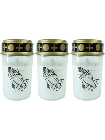 Novaliv LED Grablicht weiß 3x Dauerbrenner Kerzen Friedhof Grablichter LED mit in Weiß