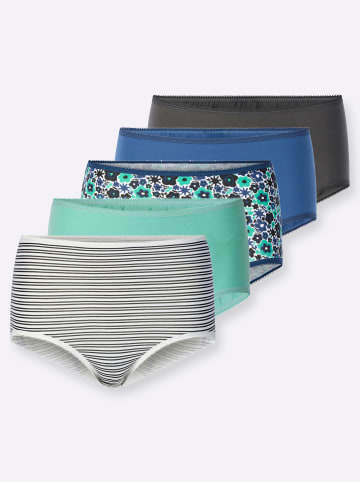 Sieh an! Taillenslip in 2x bedruckt + jeansblau + blaugrün + graphit