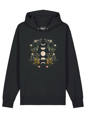 wat? Apparel Sweatshirt Moonphases & Flowers in Schwarz