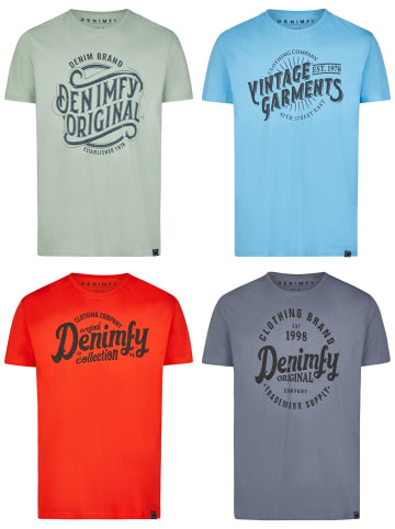 DENIMFY T-Shirt DFNuri 4er Pack Set in Mehrfarbig