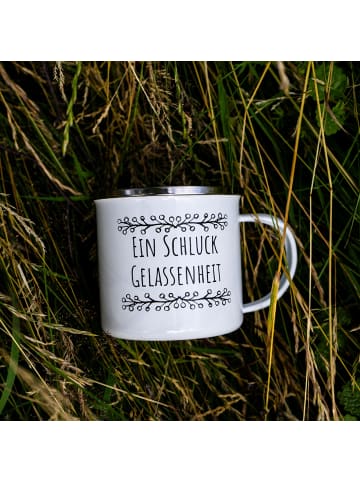 Geda Labels Tasse Schluck Gelassenheit Emaille in Weiß - 350ml