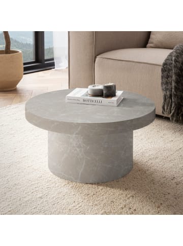 KADIMA DESIGN Couchtisch 60x60x30 cm Sandfarben Sofatisch in Stein-Optik Modern, in Beige