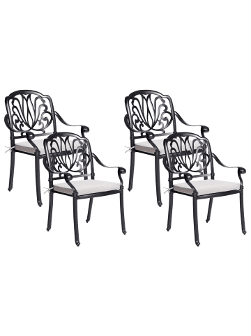 Beliani 4er-Set Gartenstuhl ANCONA in Schwarz/Beige