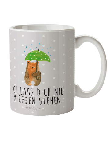Mr. & Mrs. Panda Kindertasse Bär Regenschirm mit Spruch in Grau Pastell