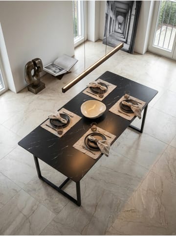 KADIMA DESIGN Esszimmertisch 200x90x76 cm Küchentisch in Marmor-Optik in Schwarz