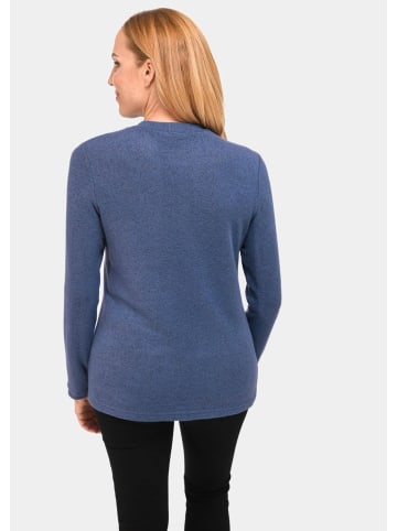 GOLDNER Kurzgröße:  Angenehm weiches Shirt mit Glitzersteinen in schieferblau / melange