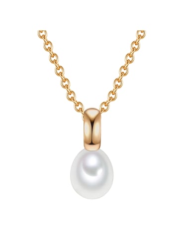 Valero Pearls Kette mit Anhänger Sterling Silber gelbgold Süßwasser-Zuchtperle weiß in gelbgold