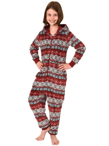 NORMANN Jumpsuit Overall Schlafanzug Pyjama langarm Norweger - 50905 in rot