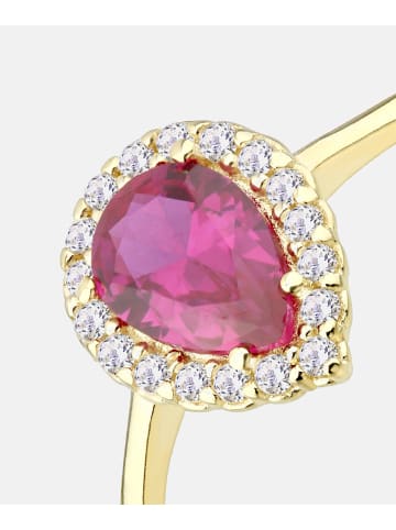 Vanlere Cluster-Ring aus 375 Gelbgold mit Zirkonia mit Rubin