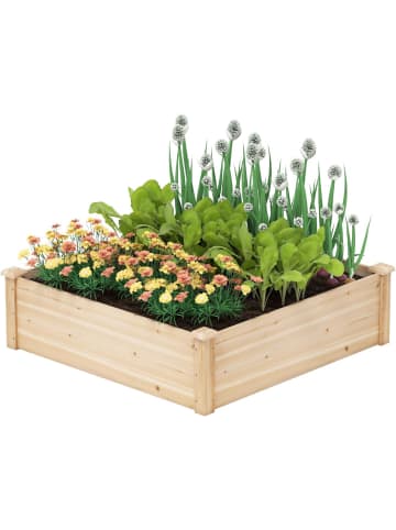 COSTWAY Blumenkasten Hochbeet Holz in Hellbraun