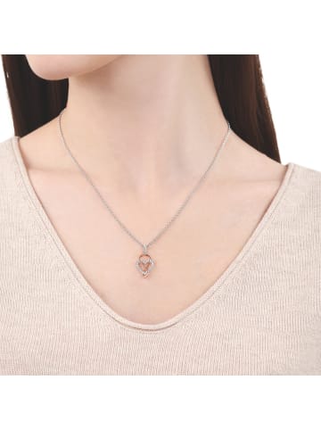 Tom Tailor Kette mit Anhänger Silber 925, rhodiniert+rosévergoldet in bicolor