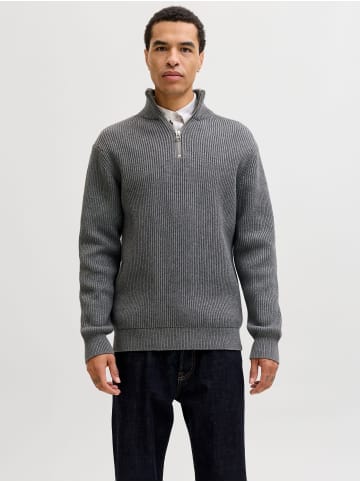 Jack & Jones Strickjacke mit Viertelreißverschluss in Grey Melange