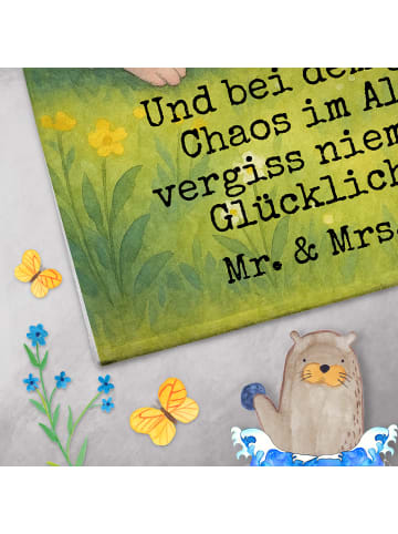 Mr. & Mrs. Panda Mini-Handtuch Chinchilla Blume Design mit Spruch in Weiß
