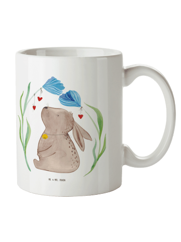 Mr. & Mrs. Panda Tasse Hase Blume ohne Spruch in Weiß