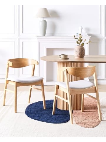 Beliani 2er-Set Esszimmerstuhl LILLY in Grau/Heller Holzfarbton