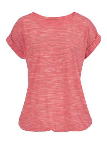Beach Time Kurzarmshirt in apricot-meliert, grau-meliert