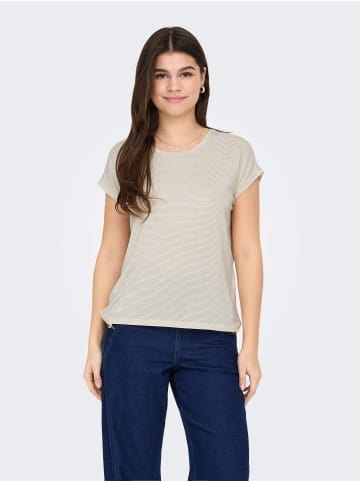 ONLY 2er-SET Modisches Rundhals T-Shirt mit Glitzer Naht in Beige