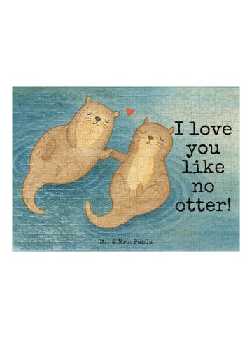 Mr. & Mrs. Panda Puzzle Otter Hände halten Design mit Spruch in Weiß