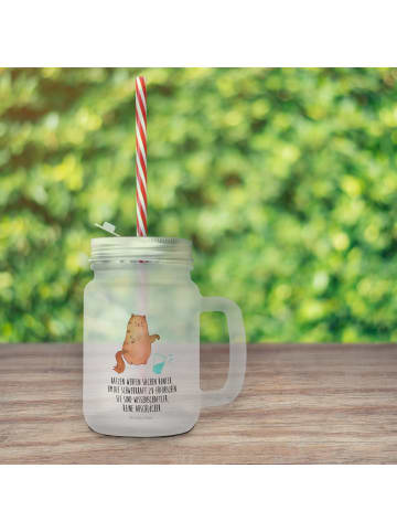 Mr. & Mrs. Panda Trinkglas Mason Jar Katze Wasserglas mit Spruch in Transparent