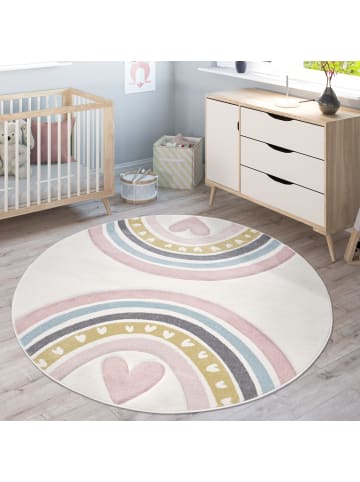 KADIMA DESIGN Kinderteppich Regenbogen mit Herz Kinderzimmer in Pink