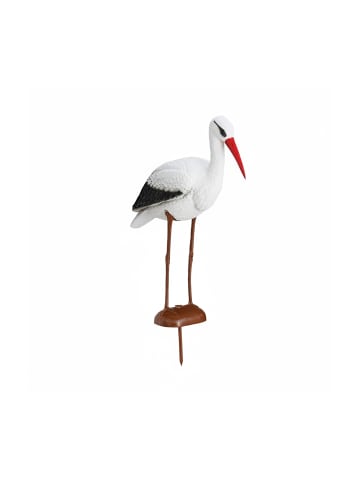 relaxdays 2x Gartenfigur "Storch" in Weiß/Rot - (B)22 x (H)80 x (T)64 cm