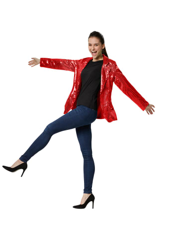 tectake Damen-Jackett mit glitzernden Pailletten, rot