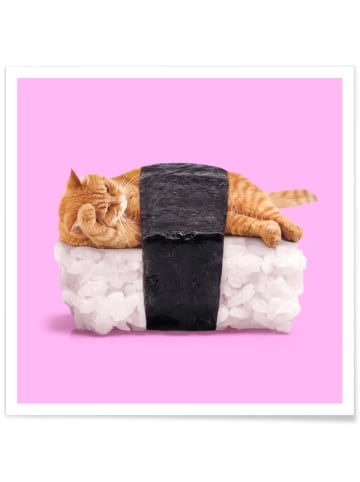 Juniqe Poster "Sushi Cat" in Orange & Rosa