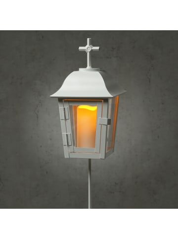 MARELIDA Laterne mit weißer LED Kerze mit Timer/Sensor Grablaterne H: 51cm in weiß