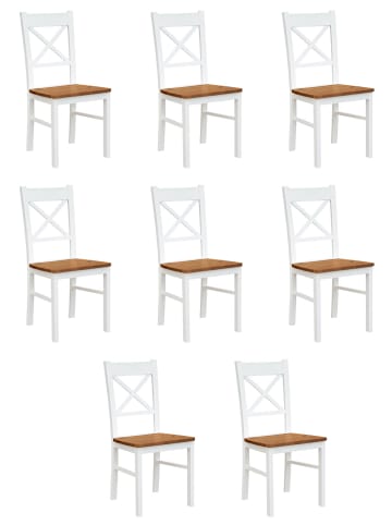 Feldmann-Wohnen Stühle 8er Set Belluno Elegante weiß lackiert / Eichefarben 43 / 44 / 93cm