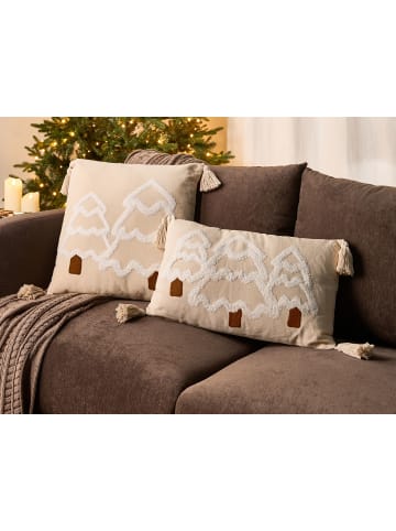 Beliani 2er-Set Dekokissen INTSIA in Beige/Weiß