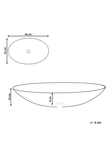 Beliani Waschbecken ACURIZAL in Weiß - (W) 50 x (H) 10 x (L) 32 cm