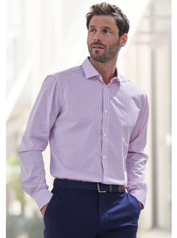 H.I.S Langarmhemd in weiß-magenta-bedruckt