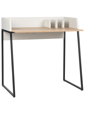 Beliani Schreibtisch ANAH in Heller Holzfarbton/Weiß/Schwarz
