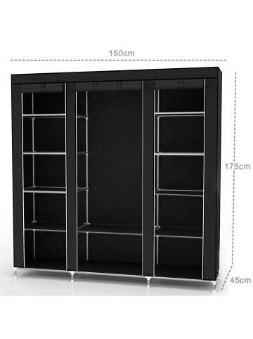 Intirilife Stoffschrank 150x175x45 cm in RABEN SCHWARZ