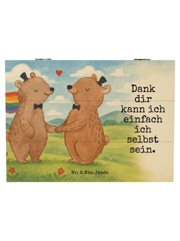 Mr. & Mrs. Panda Geschenkbox Bären Gay Pride Design mit Spruch in Weiß